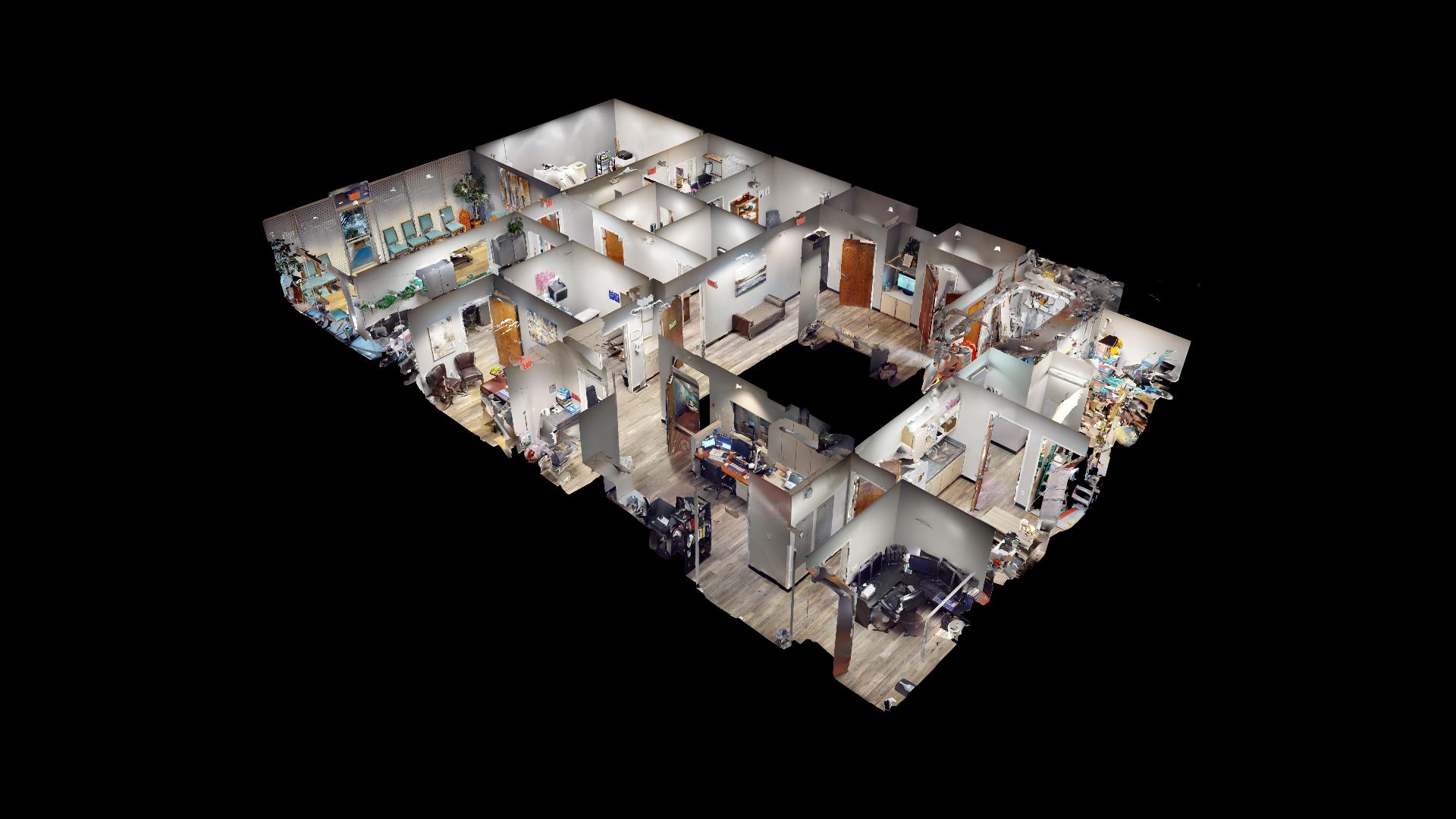 3D reality capture model showing the spatial layout and relationships within a commercial property.