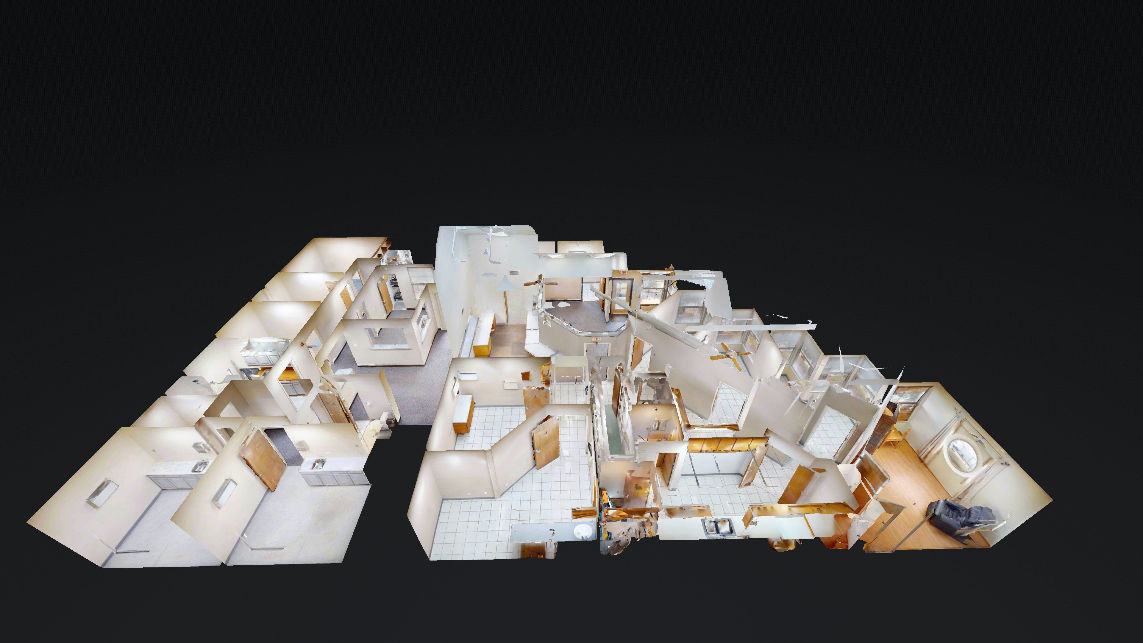Commercial facility spatial model showing connected spaces and building layout